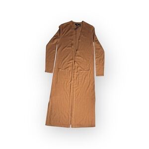 Theory Brown Long Open Front Duster Cardigan Sweater Coatigan – Size M
